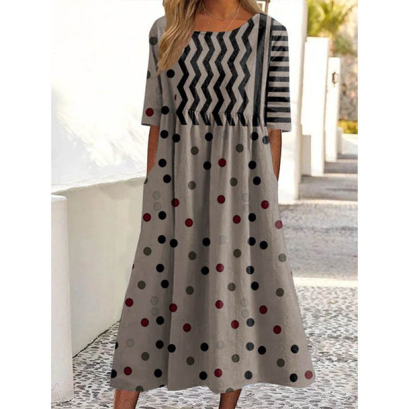 Women's Summer Casual Comfortable Round Neck Printed Dress