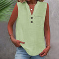Women's Large Loose Slub Cotton Pocket Idle Tops