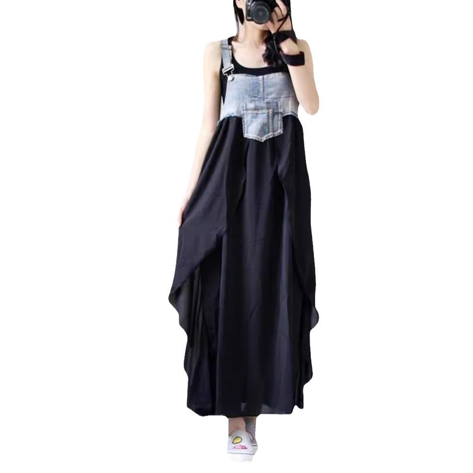 Fashion Ruffles Long Loose Large Denim Dress