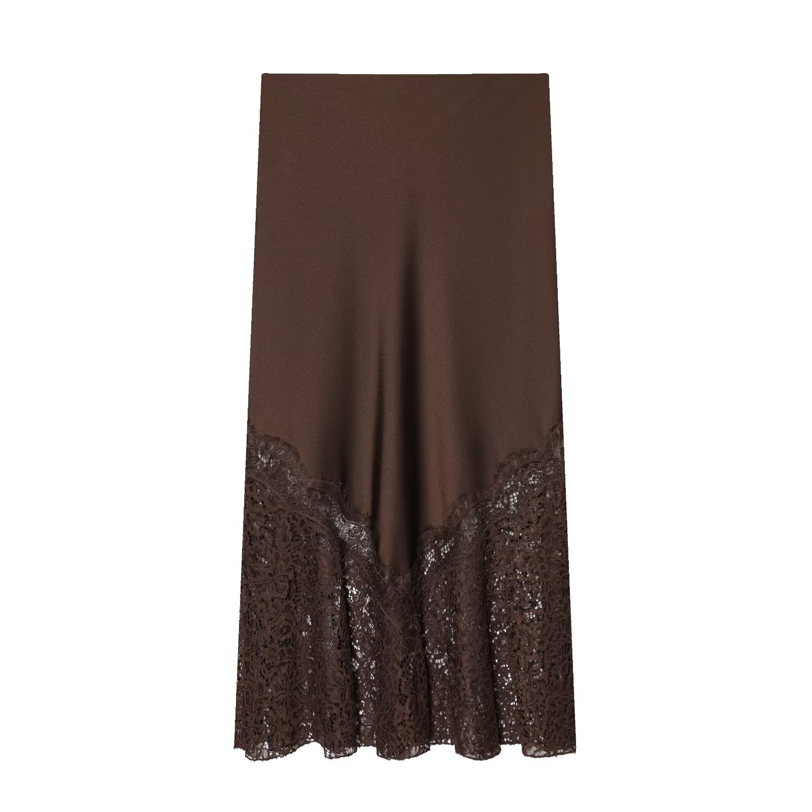 Elegant Women's Fashion Lace Silk Satin Skirt