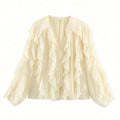 Women's Laminated Decoration Versatile Long Sleeve Shirt Tops