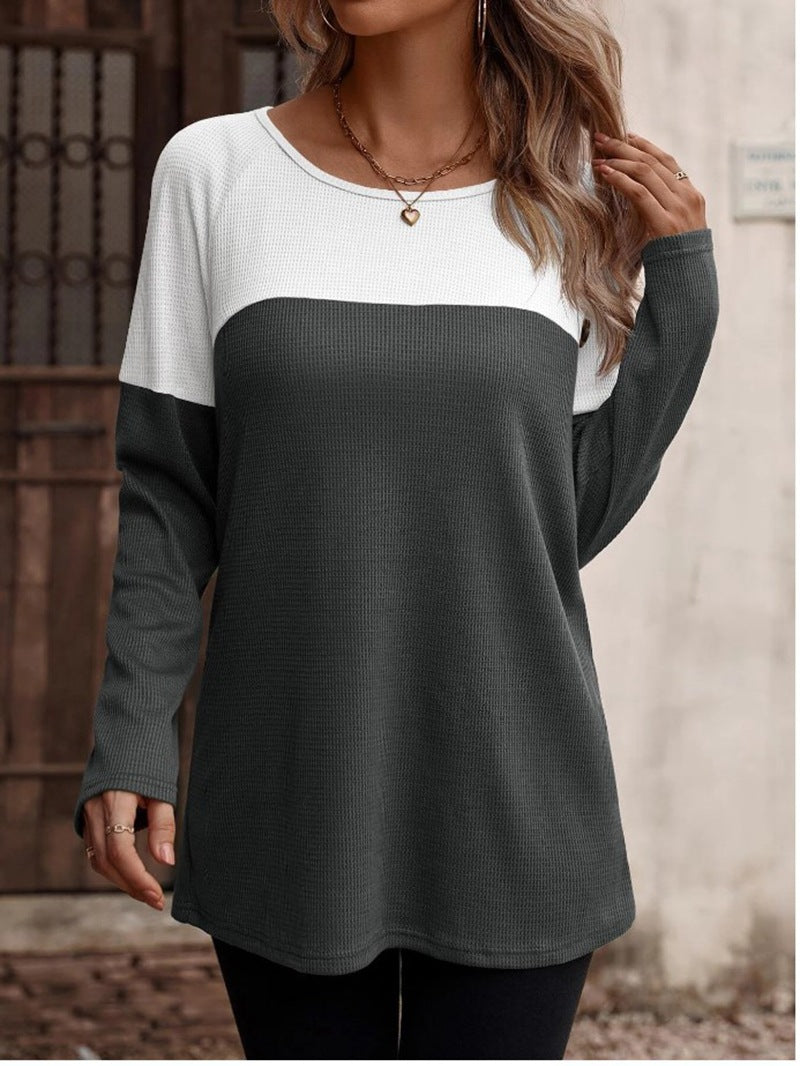 Charming Classic Women's Color Matching T-shirt Blouse