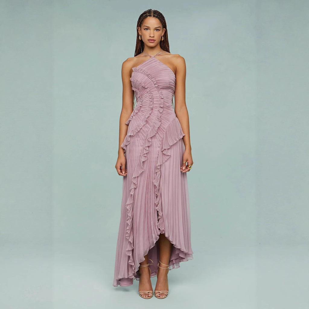 Women's Summer Fashion Pleated Halter Sexy Tube Dress