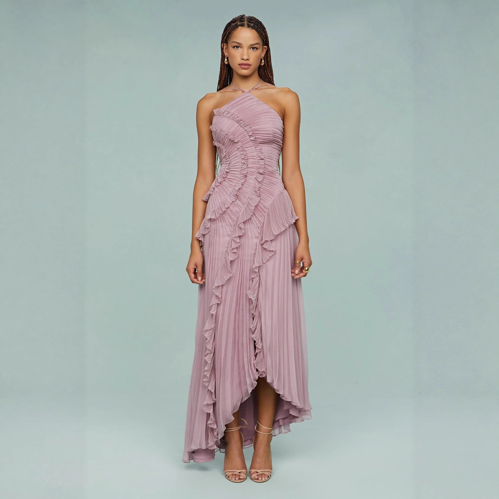 Women's Summer Fashion Pleated Halter Sexy Tube Dress