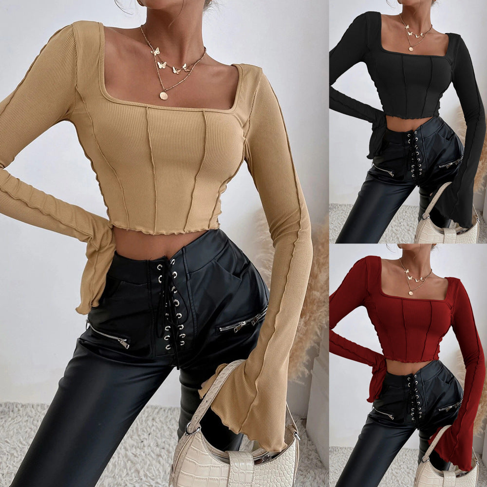 Women's Slim Fit Long Sleeve Pullover Knitted Tops