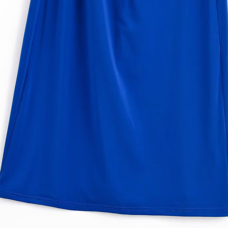 Women's Spring Solid Color Pullover Pleated Laminated Dress