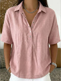 Women's Loose Comfortable Lapel Sleeve Solid Color Shorts