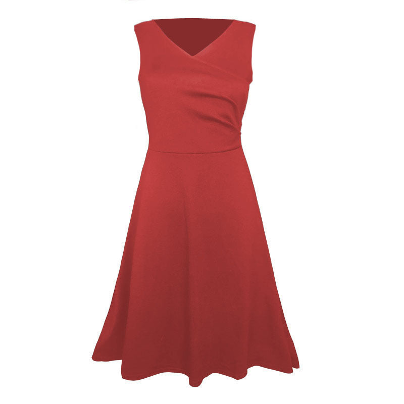 Women's Autumn Sleeveless Black Large Swing Dress