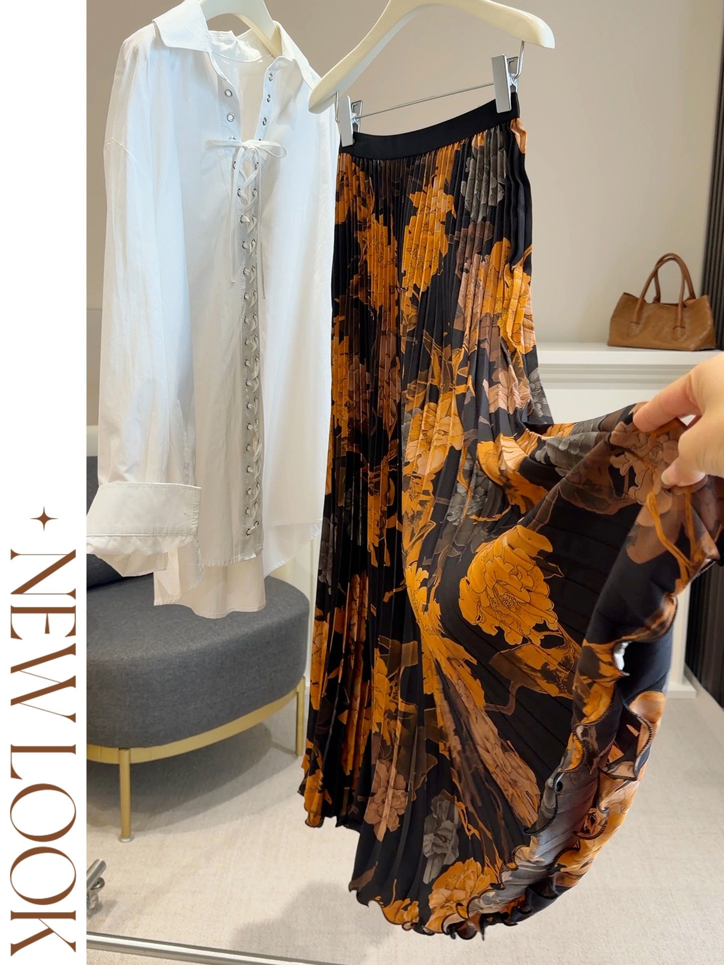 Women's Vintage Printed Pleated Commute A- Line Large Hem Skirt