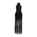 Women's Winter Fashion Tassel Design Solid Color Sexy Dress