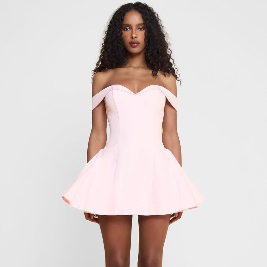 Women's Fashion Sexy Tube One Collar Slim Dress