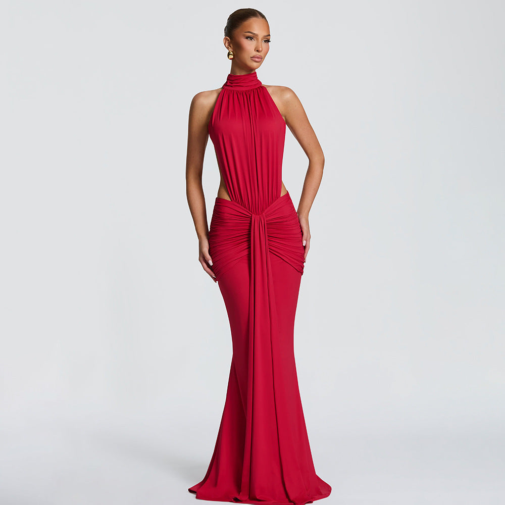 Women's Solid Color Elegant Sexy Slim Fit Backless Dress
