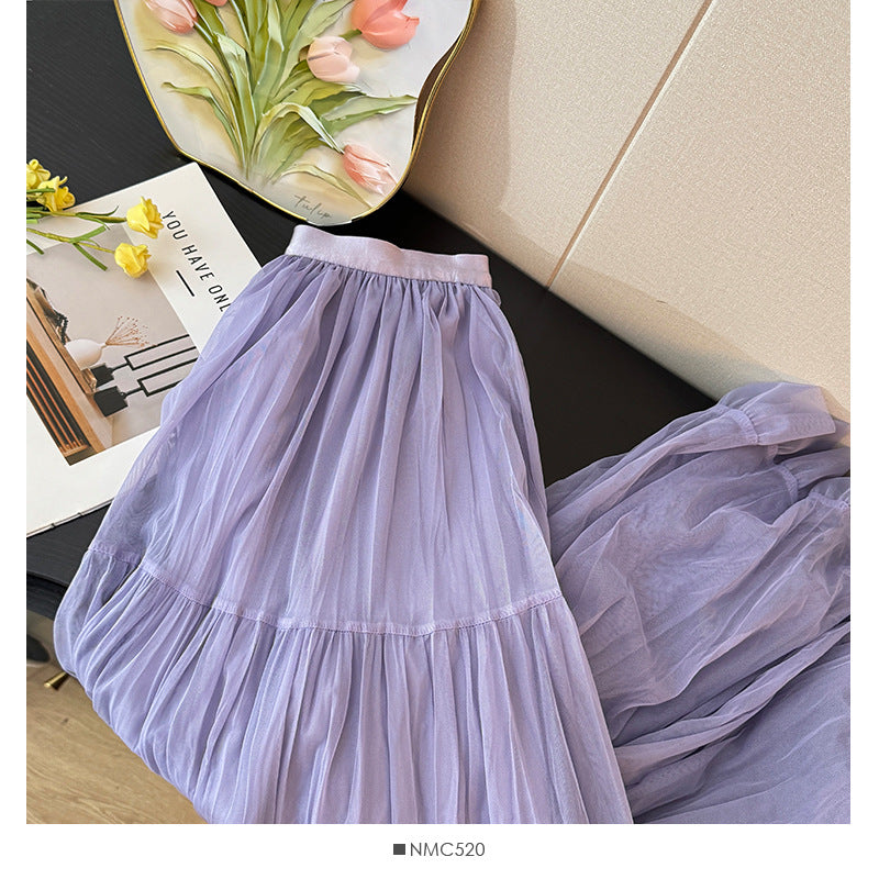 Women's Line Midi Dress With Pleated Stitching Skirts