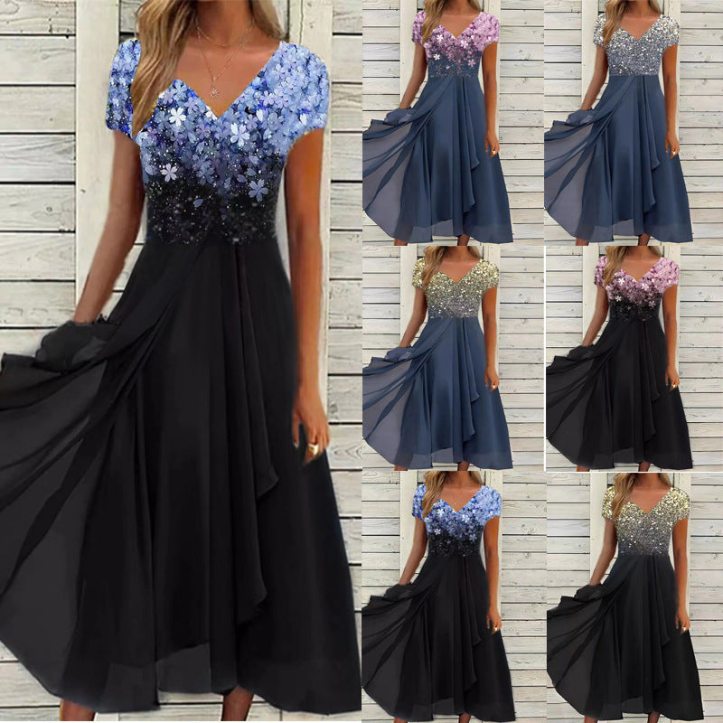 Women's Summer Urban Casual Fashion Chiffon Stitching Dress