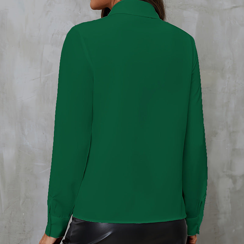 Women's Shirt White Long Sleeve Business Wear Western Style Blouse