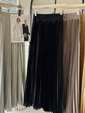 Women's Pleated Draping Effect Metallic Large Hem Skirt