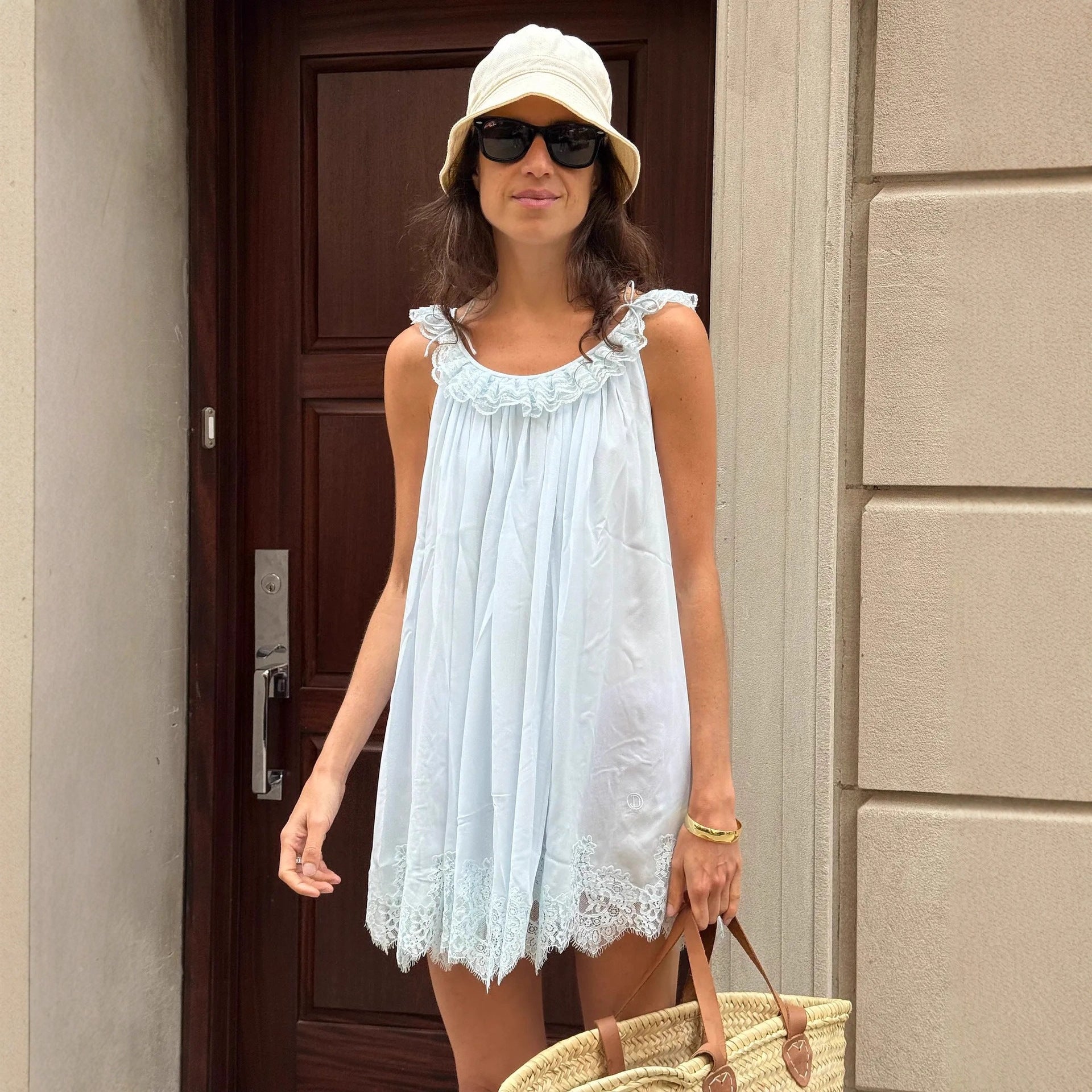 Style Summer Sleeveless Lace Edge Loose Dress