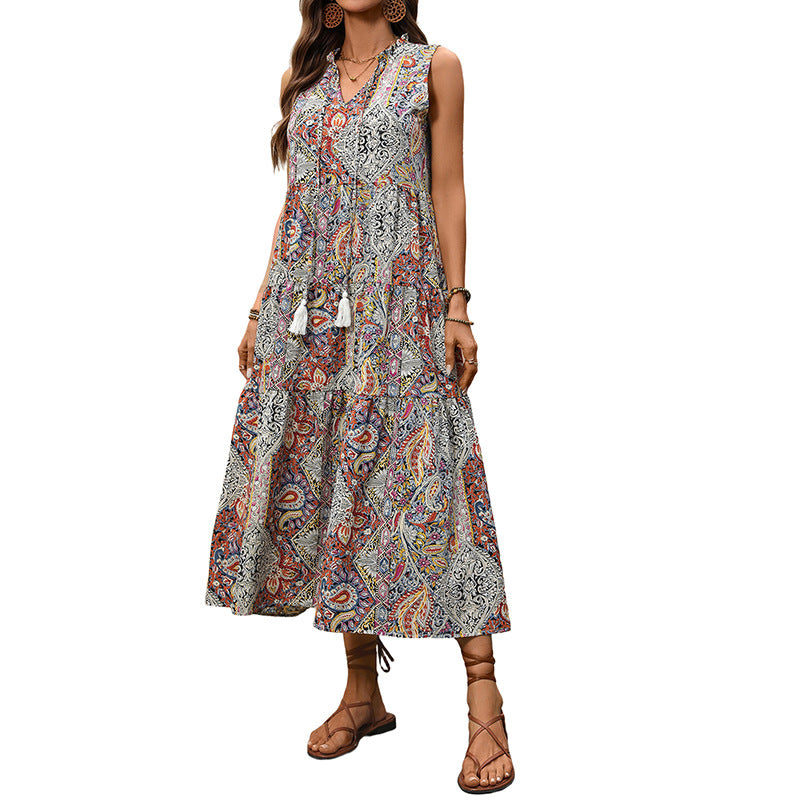 Summer Retro Vacation Style Large Swing Dress