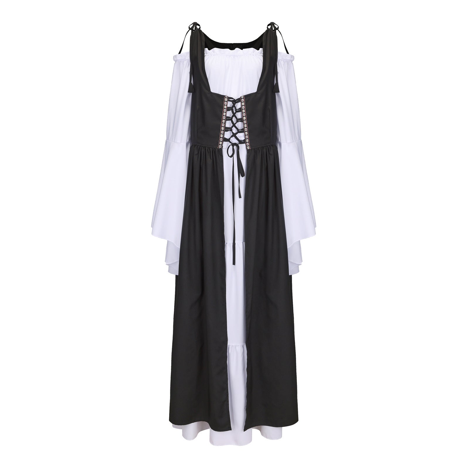 Square Collar Tied Waist Medieval Renaissance Dress