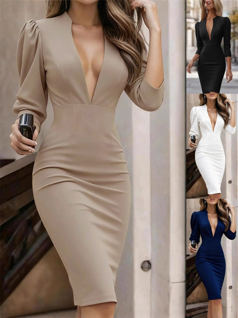 Women's Elegant Solid Color Stand Collar For Dress