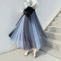Color Mesh Gentle Four Wide Hem Skirts