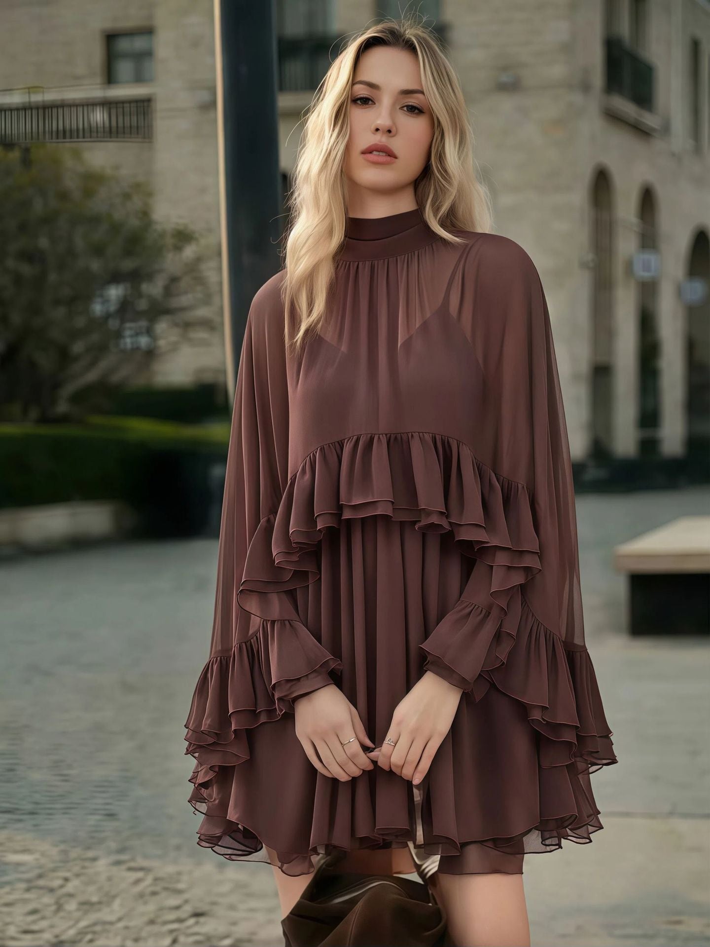 Elegant Chiffon Fashion Inner Match Strap Dress