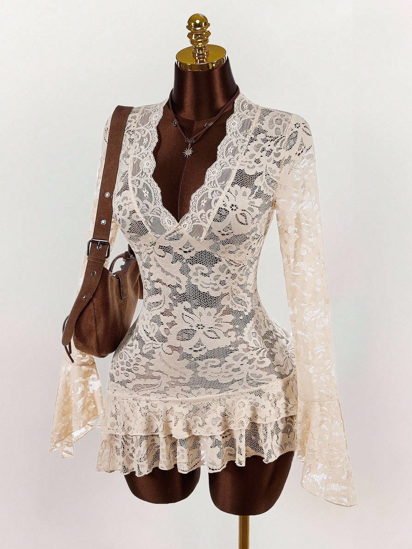 Women's Retro Hot Lace Waist Slimming Vacation Dress