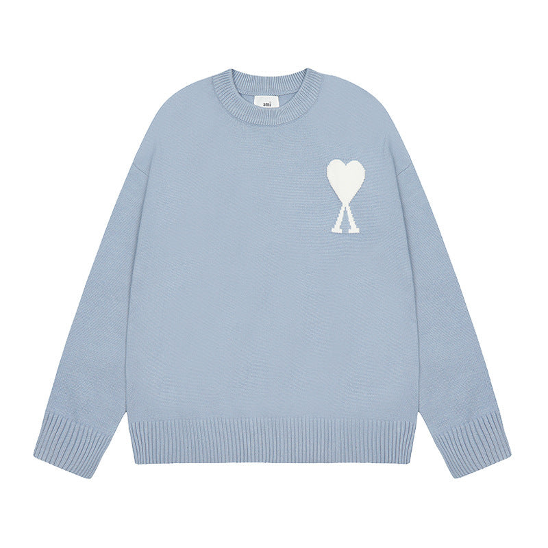 Round Neck Small Love Fashion Female Couple Loose Long Women's Sweater