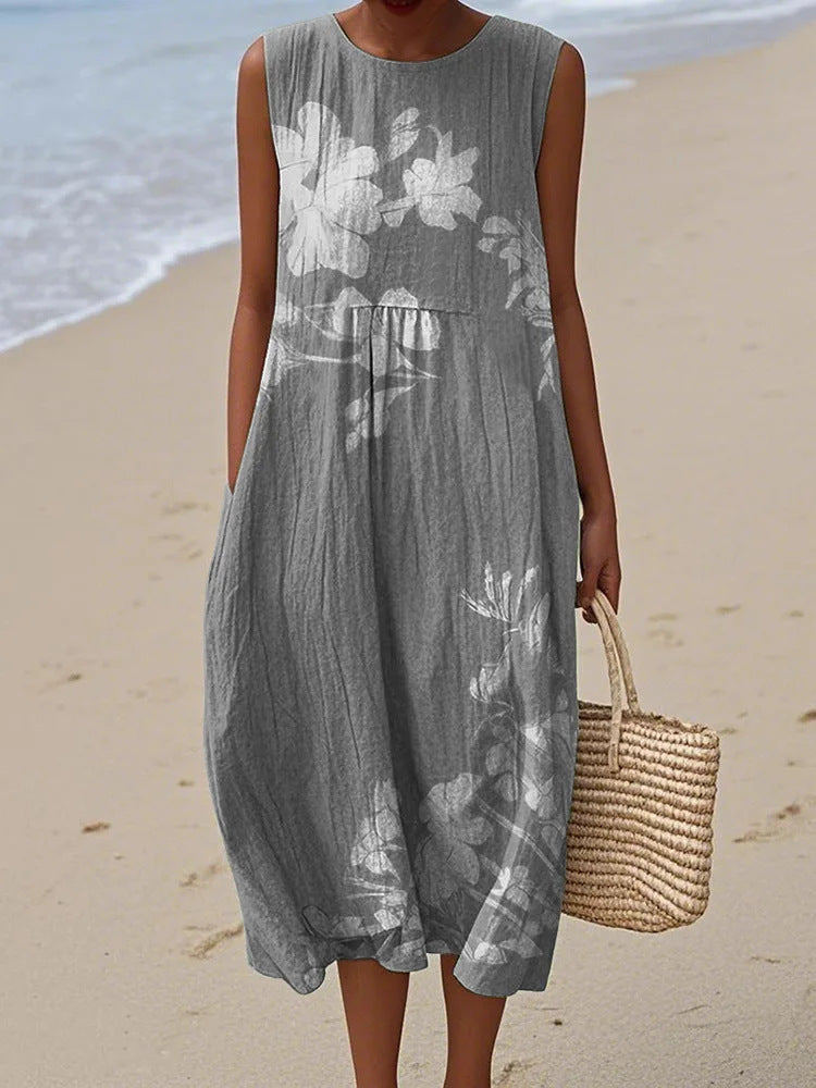 Women's Floral Element Shading Digital Printing Loose Casual Dress