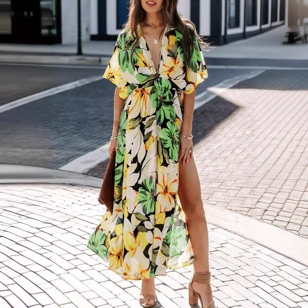 Women's Sexy Hot Fashion Printed Deep V Dress