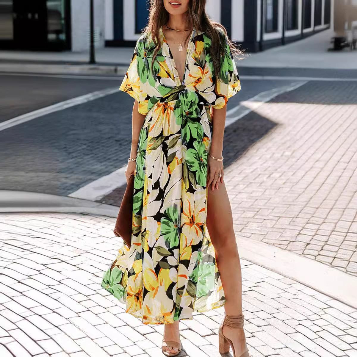 Women's Sexy Hot Fashion Printed Deep V Dress