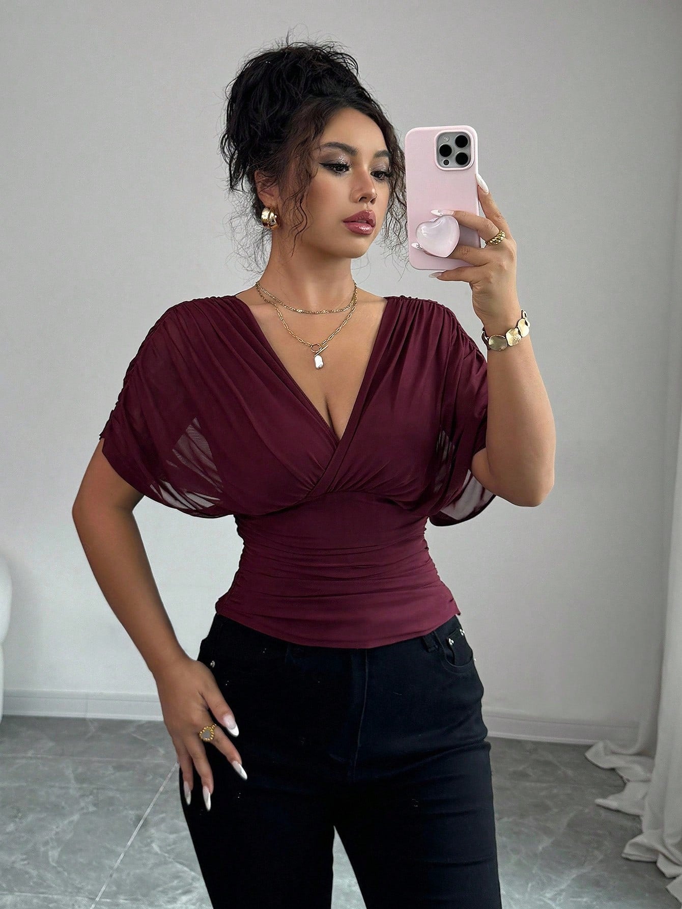 Women's Elegant Hot Solid Color Deep Flying Women's T-shirt
