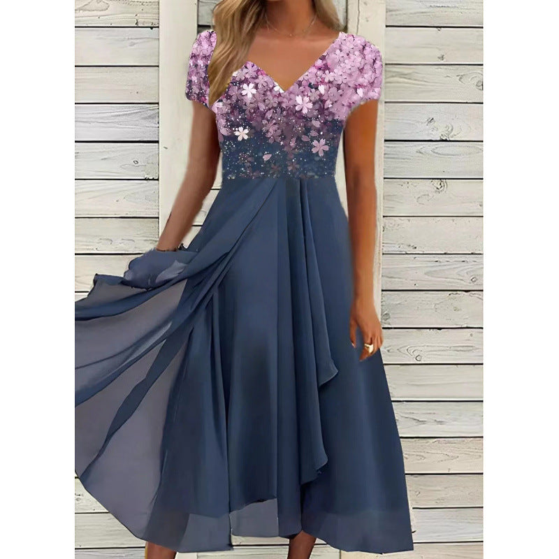 Women's Summer Urban Casual Fashion Chiffon Stitching Dress