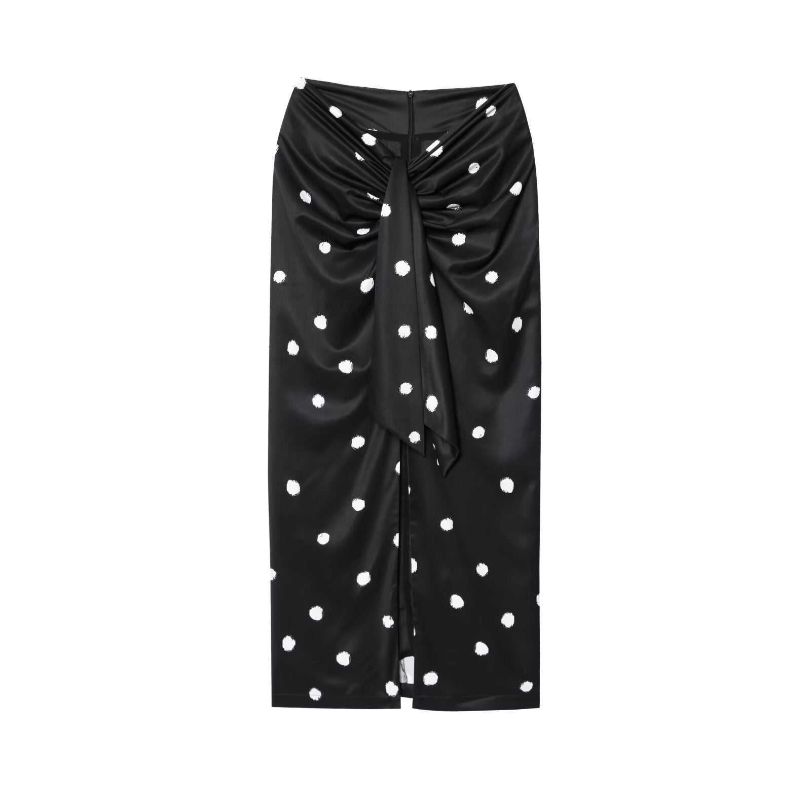 Women's Bow Polka Dot Printed Mid Waist Skirt