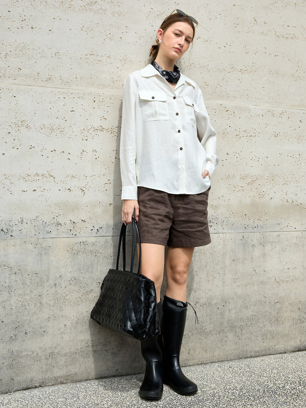 Women's Work Clothes Shirt Spring Polo Collar Old Money Cotton Blouse