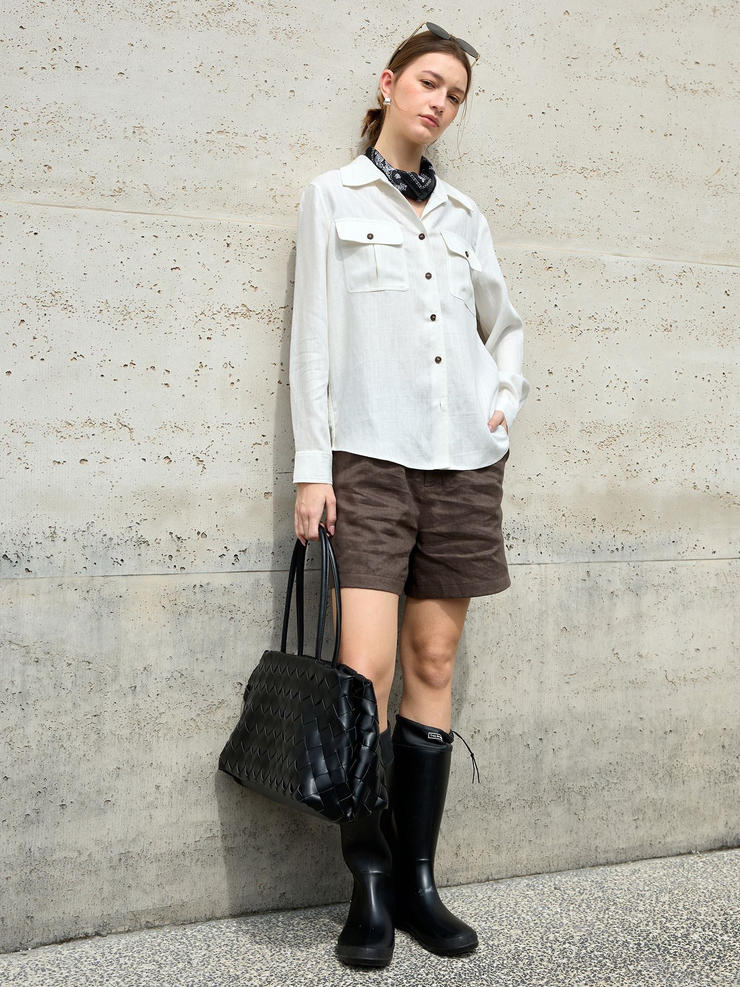 Women's Work Clothes Shirt Spring Polo Collar Old Money Cotton Blouse