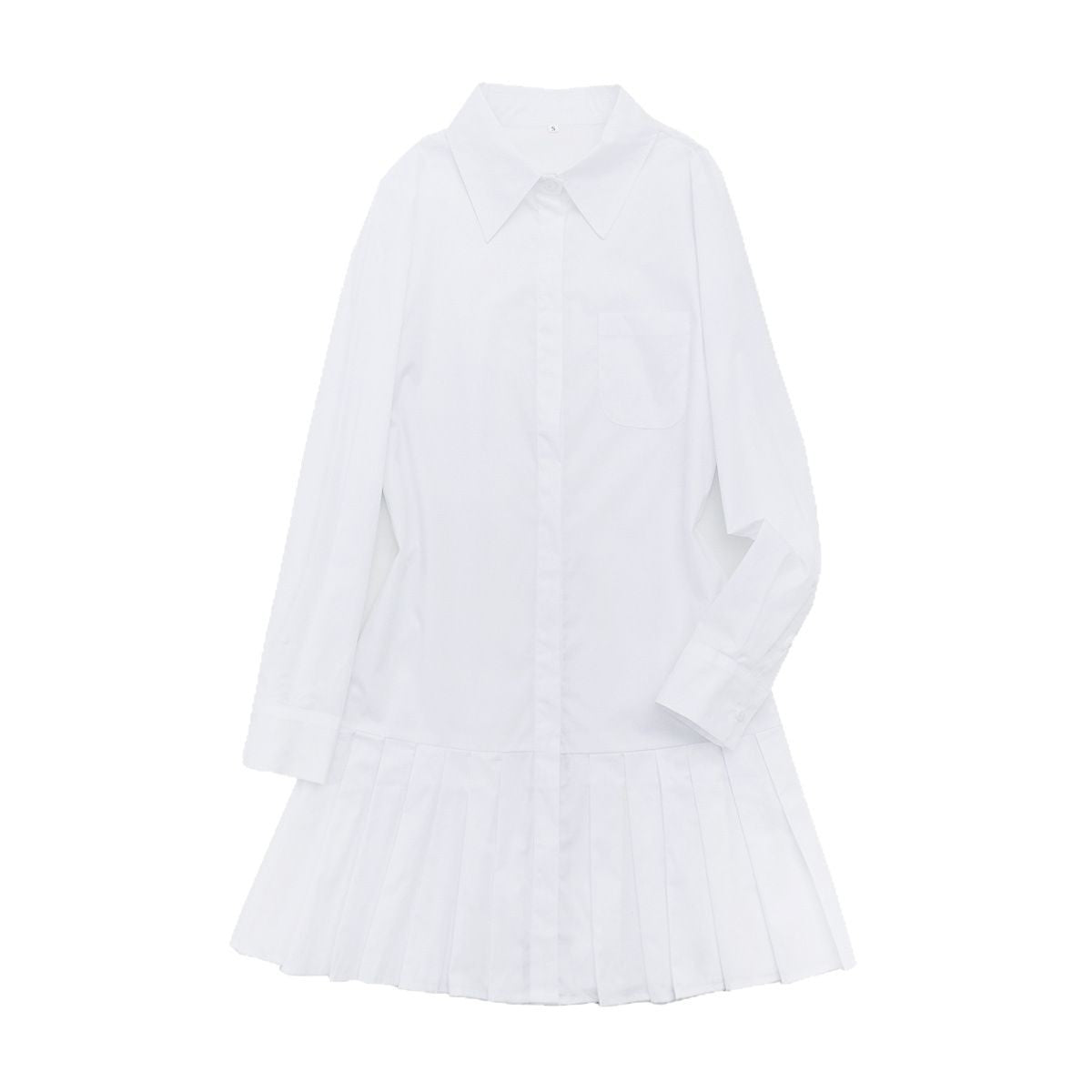 Women's Fashion Design Pleated Stitching Long Sleeve Shorts