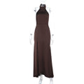 Satin Split Autumn Solid Color Sheath Dress