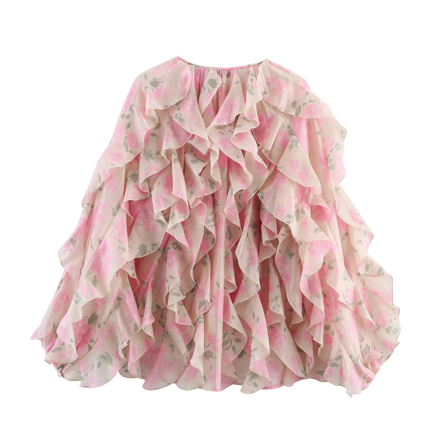 Women's Fashion Casual Ruffled Long-sleeved Shirt Blouse