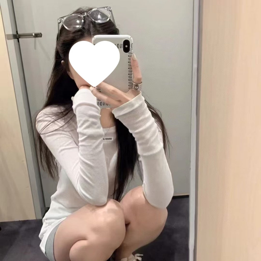 Home Logo Patch Letter Crew Neck Sun Protection Hot Slim Women's T-shirt