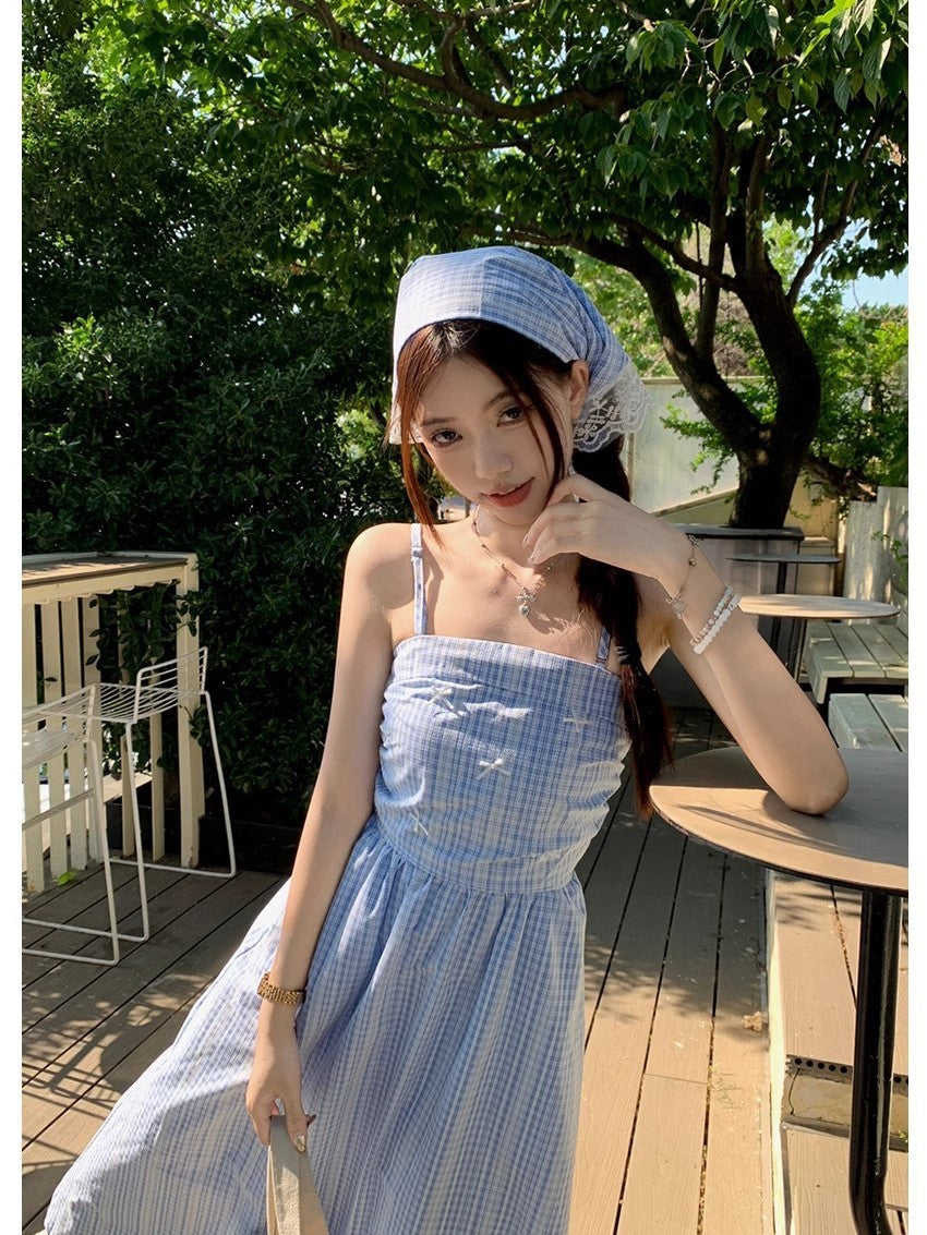 Women's Bandeau Sling For Summer French Style High-grade Waist Slimming Seaside Dress