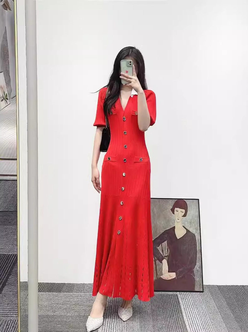 French Style Design Temperament Single Breasted Dress