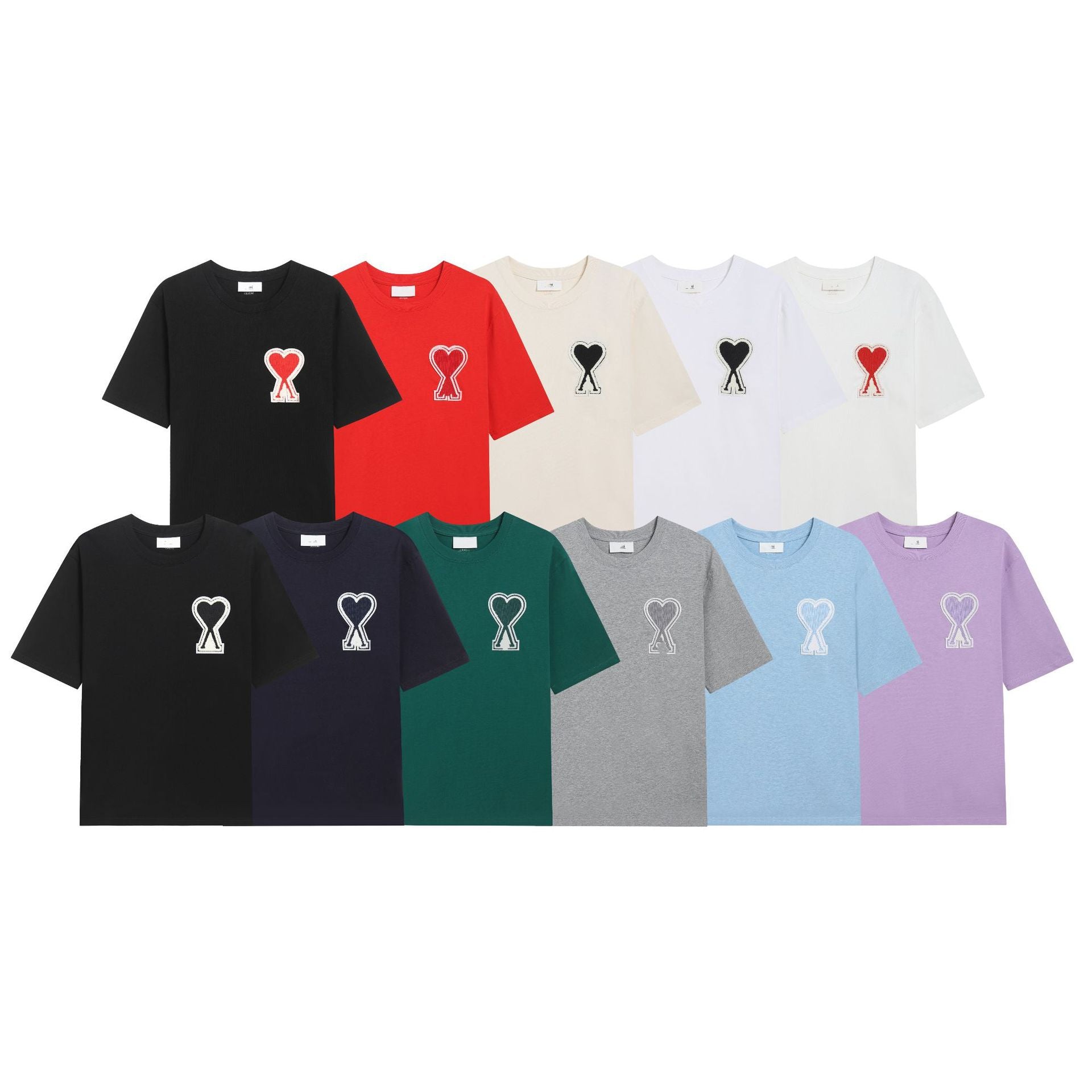 Women's & Men's Short-sleeved Loose Casual Heart Round Neck Women's T-shirt