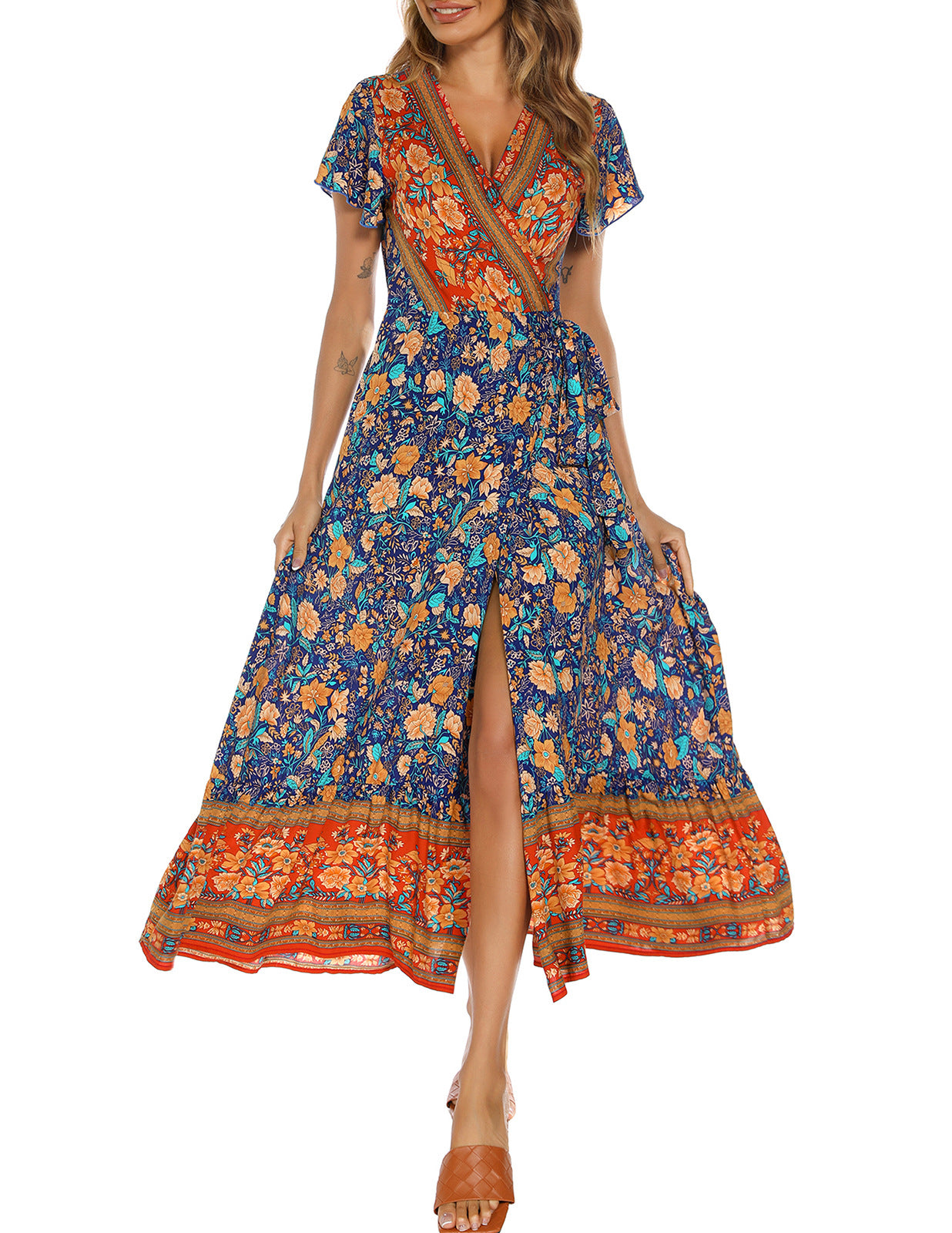 Comfortable Cool Split Bohemian Sexy Print Dress