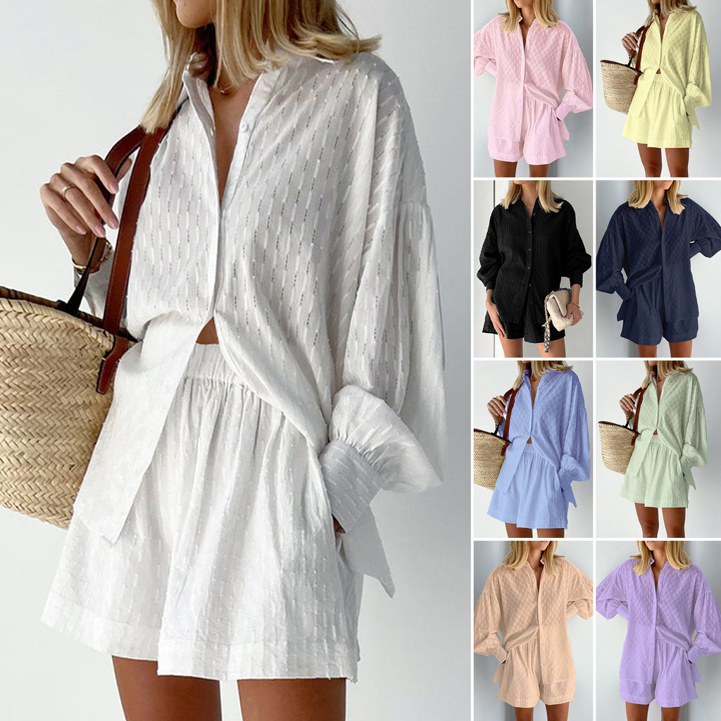 Women's Shirt Jacquard Puff Sleeve Elegant Commuter Design Blouse