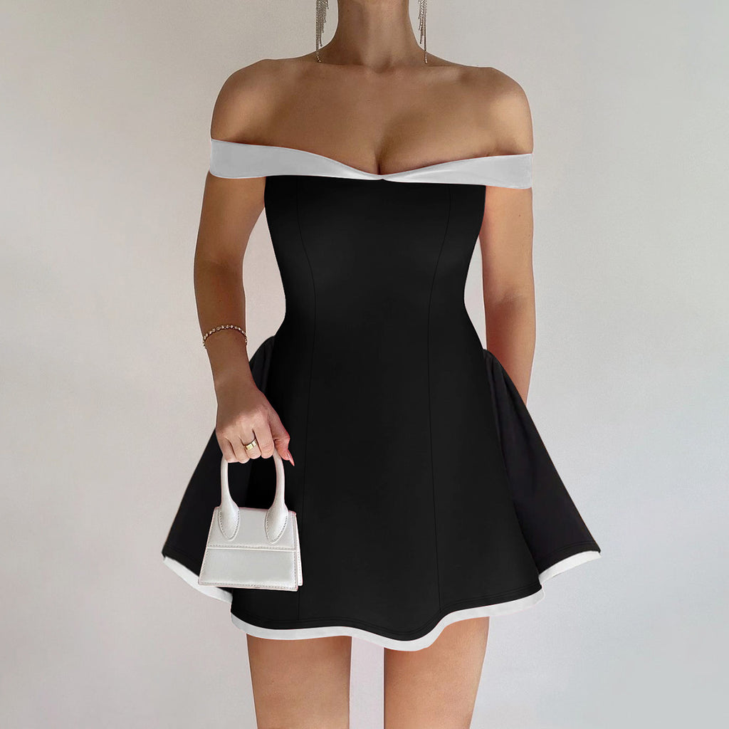 Women's Fashion Sexy Tube One Collar Slim Dress