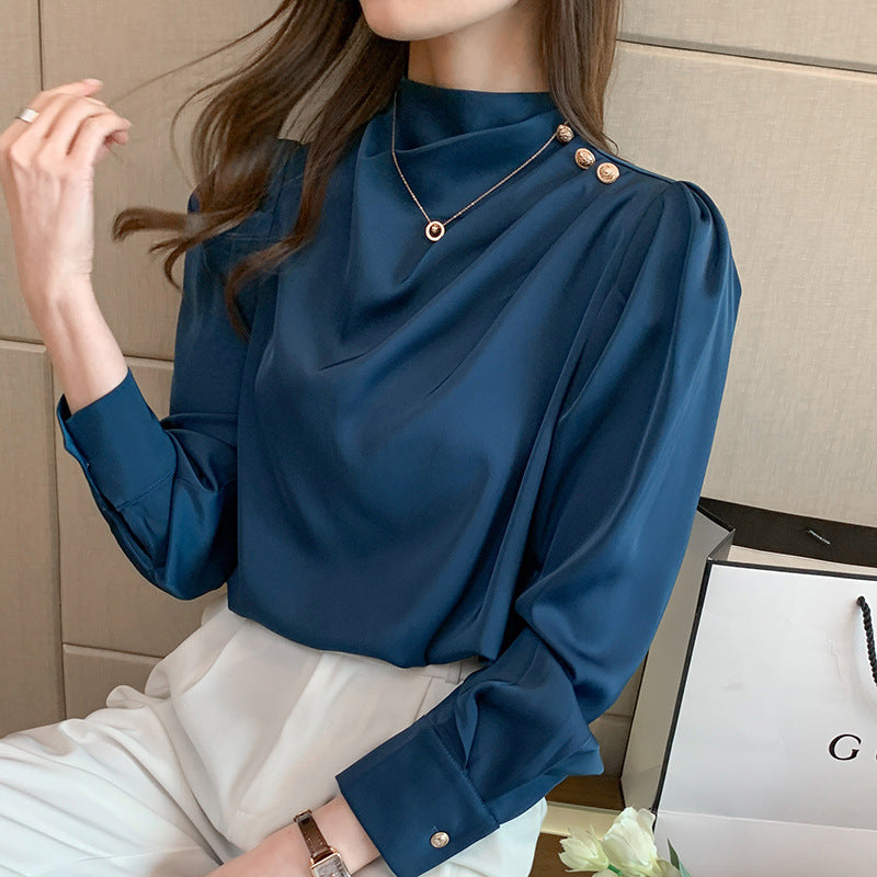 Women's Shirt Puff Sleeve Spring Chiffon Temperament Blouse