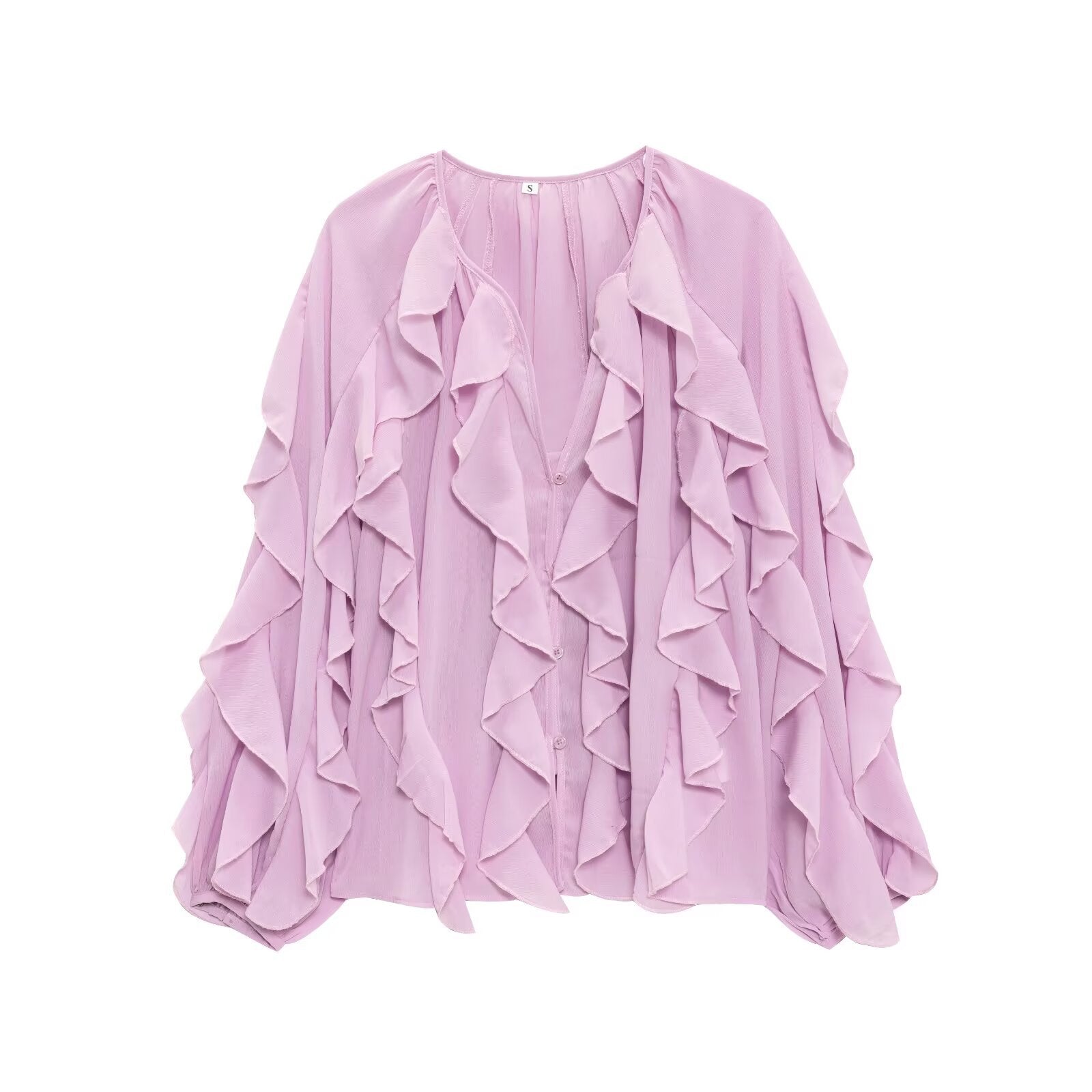 Women's Collar Laminated Decoration Shirt Long Sleeve Blouse