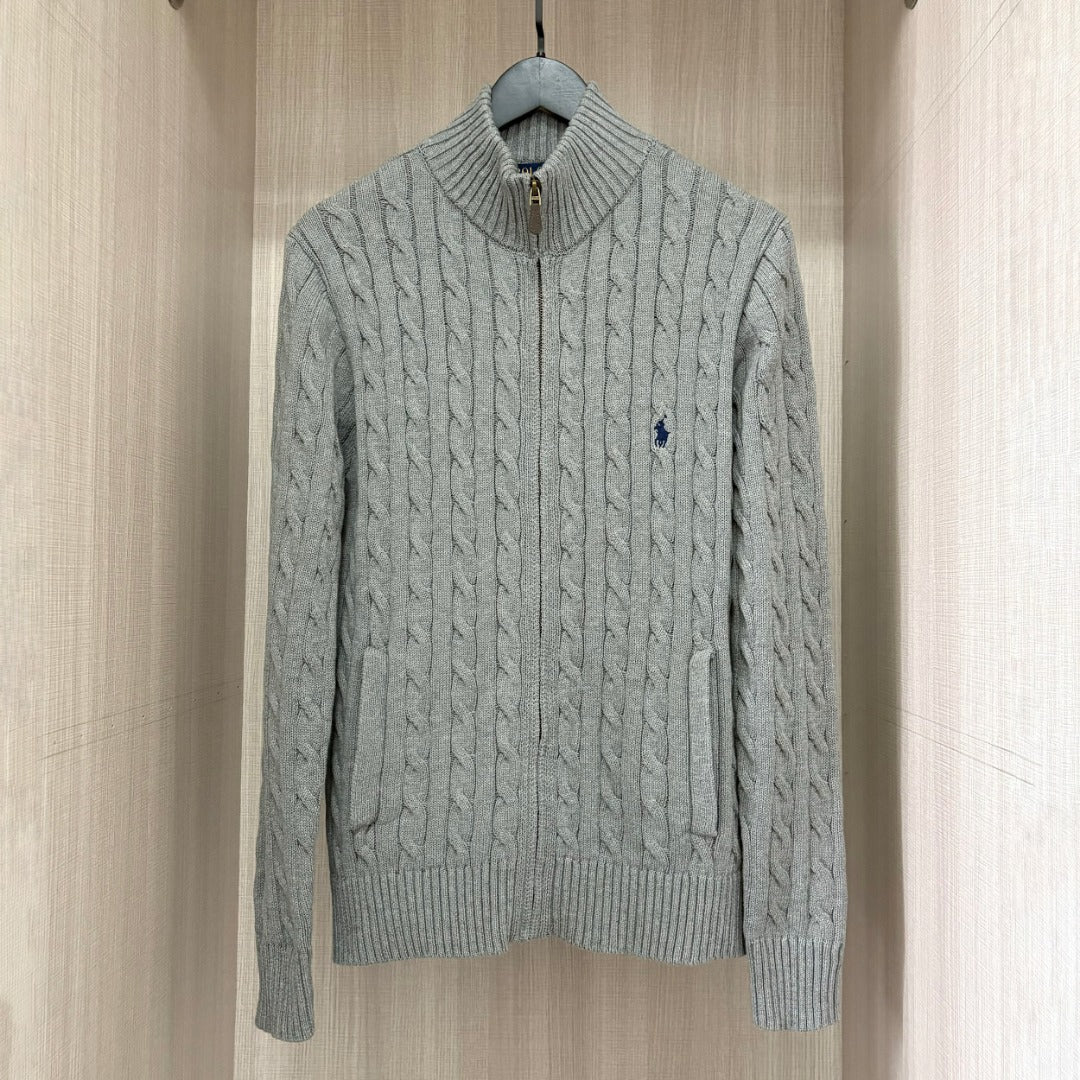 Women's & Men's Twist Knitted With Full Zipper Pony Women's Sweater