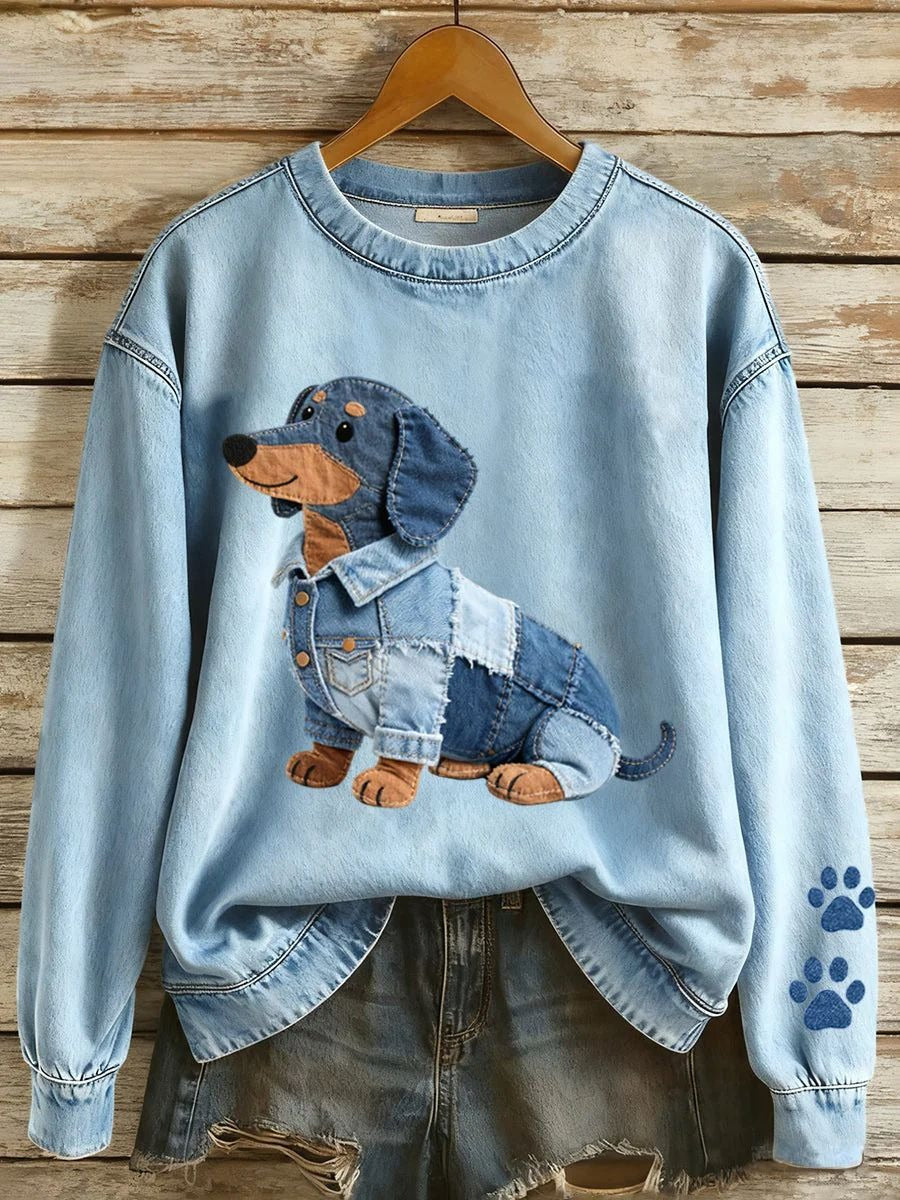 Digital Printing Cartoon Round Neck Long Sleeve Women's T-shirt